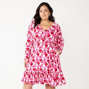 Plus Size DRAPER JAMES Women's Knit Long Sleeve Wrap Dress Size 1X NWT